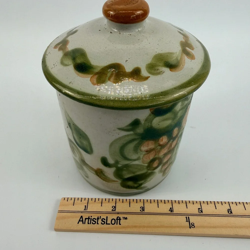 Louisville Stoneware Hand Painted Fruit Covered Canister Crock Kentucky USA